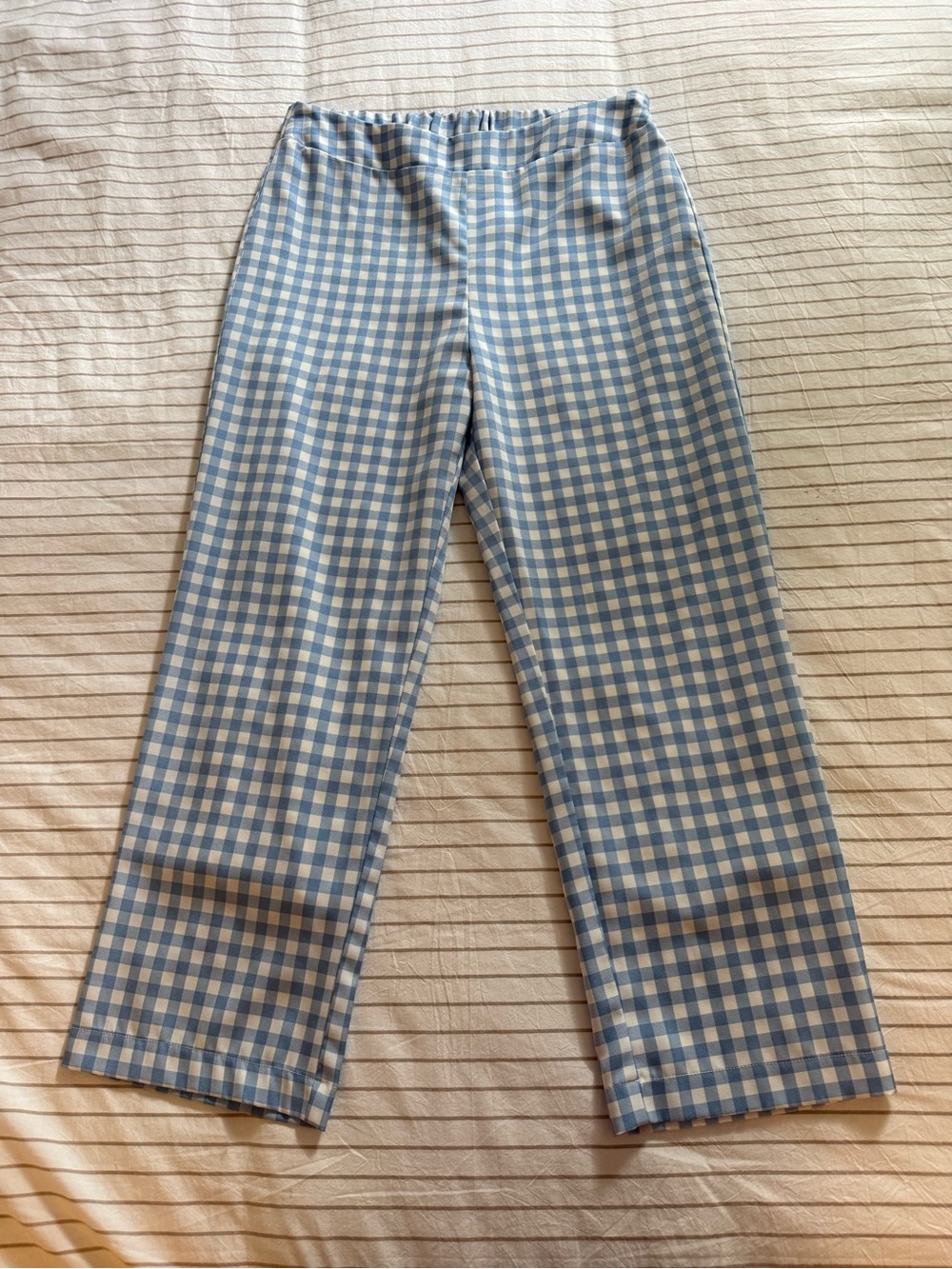 4SI3NNA Light Blue and White Gingham Trim Skirt